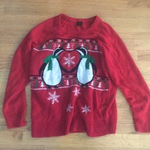 Red penguin heart sweater